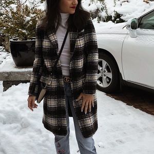 Warm Checkered Pea Coat